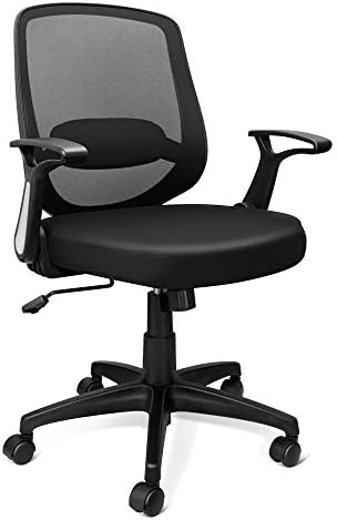 Сетчатое Офис стол KOLLIEE със средна облегалка Ергономичен Отточна тръба на шарнирна връзка Черен десктоп Офис Стол Сгъваеми