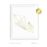 Двойни многоъгълни геометрични форми оригами стена изкуство метално златно мастило печат