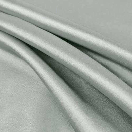 Сребро изкуствена коприна цвят Пейтън, сатен плат Шармез минимална сила, разтегливост, двор - 10017