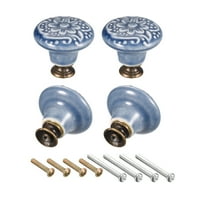 32x керамични копчета за чекмедже, дръжки за дърпане с форма на топката с монтажни винтове за скрин, синьо