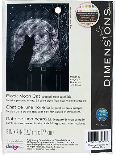 Комплект за бродерия на кръстат бод Dimensions Black Moon Котка, Многоцветен