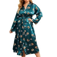 Aueoe Womens Pajama Комплекти комплекти за жени за жени модни отпечатани дълги ръкави плюс размер нощни кощни върхове блуза домашно облекло