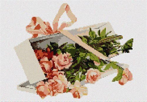 Платно за бродиране Пепиты: Рози в кутия, 10 x 7