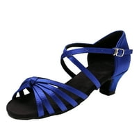 dmqupv дамска рокля обувка мека подметка за комфортно неплъзгащи се латино танцови обувки за тен токчета за жени обувки сини 7.5