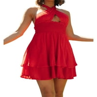 Mialoley Women Въртовична рокля с кръстосана халтер, възрастни без ръкави без ръкави без ръкави