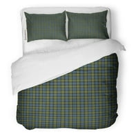 Комплект спално бельо синьо древен шаблон на клана Кембъл Тартан Зелен абстрактно двойно покритие за одеяло с размери с възглавница за декорация за домашно спално бельо