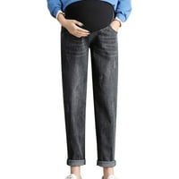 Камо женски дънки за майчинство удобно плюс размер синя бременност торбисти дънки с дължина на глезена