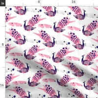 Памучен сатен масив бегач, 72 - паунова птица розов акварел лилави птици цветни боядисани видове скандинавски разсадник причудлив печат по поръчка на масата с лъжица