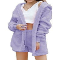 Abtel дами шезлонги подрязана жилетка+къси панталони+quwear нощни дрехи v шия за сън за врата Жените торбисти сънят пижами светло лилаво 3xl