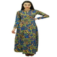 Bimba дамски мюсюлмански отпечатан дизайнер на рокли Jilbab Abaya с джобове и хиджаб