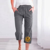 Спално бельо Панталони Жените ежедневни печат Еластични разхлабени панталони направо широки панталони за крака капрес за жени ежедневни летни прочистици с джоб