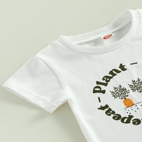 Великденско дете бебе момчета момичета летни тоалети моркови букви за печат с къс ръкав тениска и еластичен комплект шорти за теглене