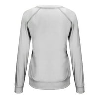 Суитчър за женски слънчогледов щампа облечени ежедневни върхове кръгла шия блуза удобна джъмпер ризи с дълъг ръкав мода пуловер бял xxl